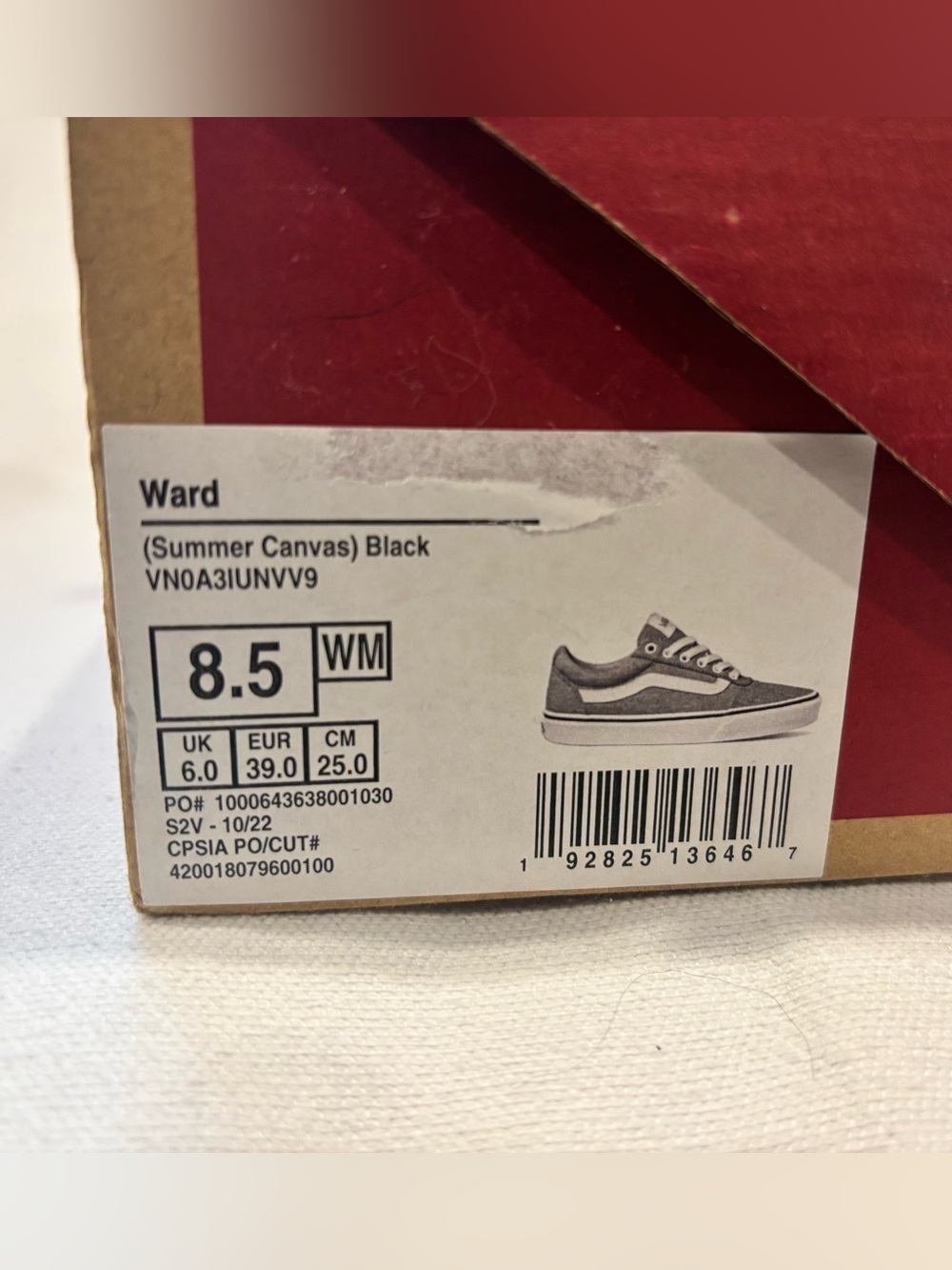Vans Ward Summer Canvas Sneakers NWT - Woman’s 8.5/Youth 6.5 - Gray and White - Picture 3 of 9